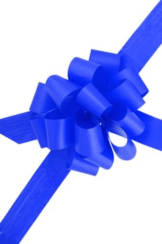 a blue ribbon  isolated on the white background