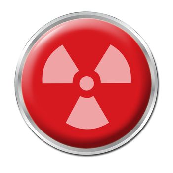 Red button with the symbol for radioactivity