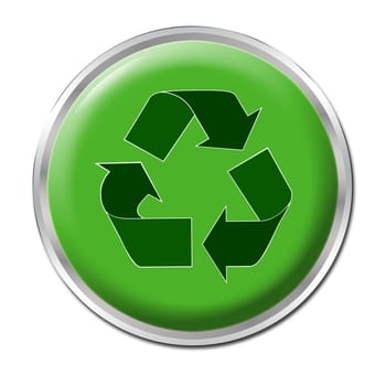 Green button with the symbol for recycling