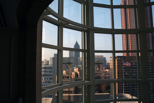 Atlanta skyline as seen through a window