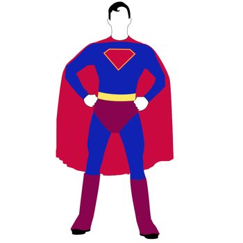 Superhero with red cape - illustration