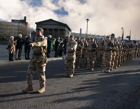 Irish Guards marching after coming home from Iraq
