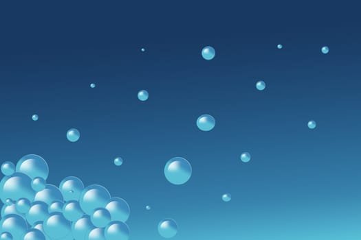 Blue water with bubbles