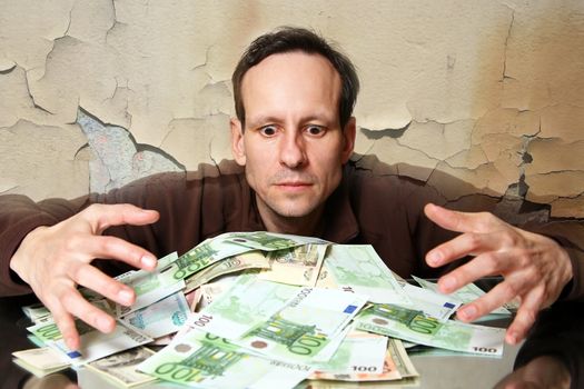 The adult the man with a heap of money