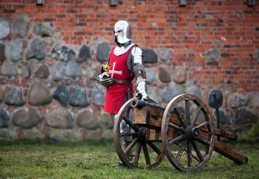 The medieval knight and gun. Show in Kaunas