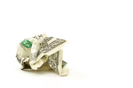Crumpled Dollar on a White Background.