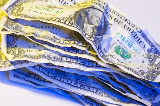 Pile of Crumpled One Dollar Bills.