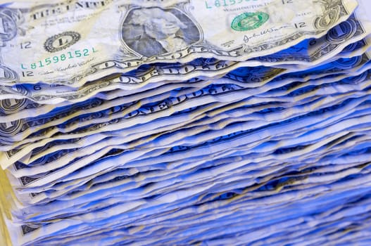 Pile of Crumpled One Dollar Bills.