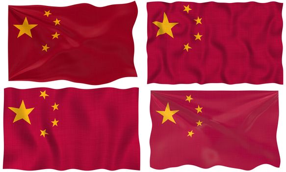 Great Image on white of four Flags of China