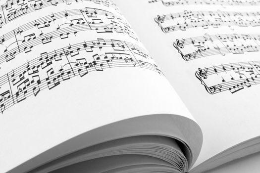 Pages of an open music book.