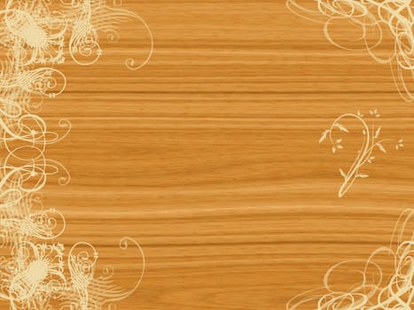 excellent swirling arabesque design on pine wood background