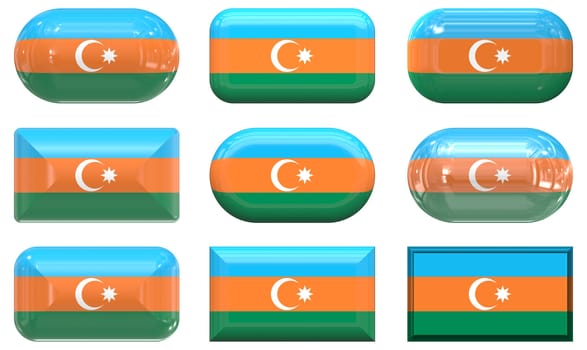 nine glass buttons of the Flag of aZerbaijan