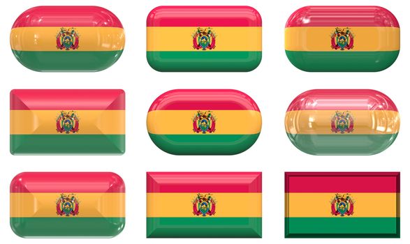 nine glass buttons of the Flag of Bolivia