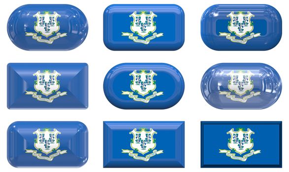 nine glass buttons of the Flag of Conneticut