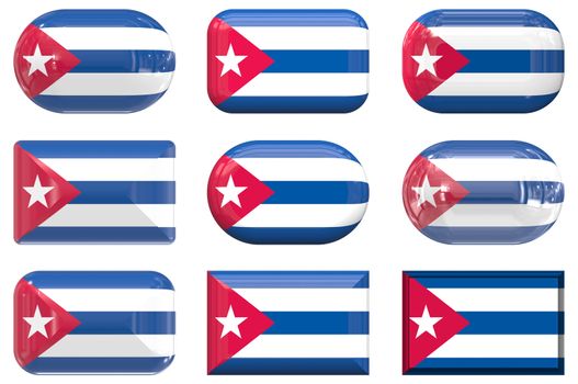 nine glass buttons of the Flag of Cuba