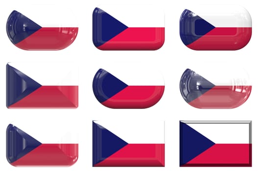 nine glass buttons of the Flag of Czech Repulic