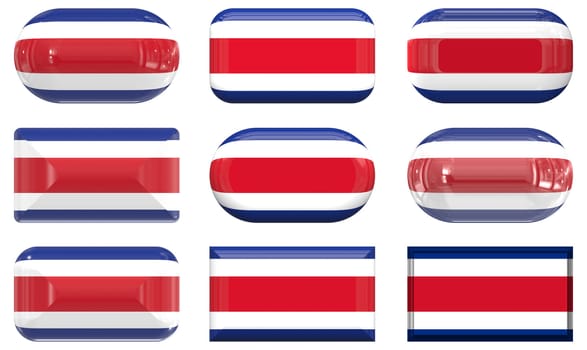 nine glass buttons of the  Flag of Costa Rica
