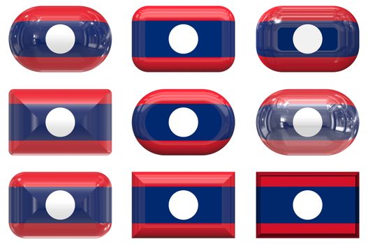 nine glass buttons of the Flag of Laos