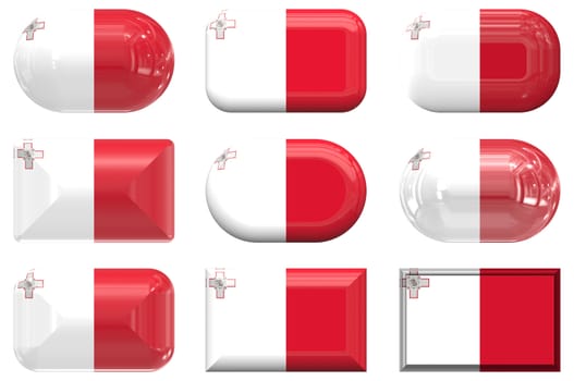 nine glass buttons of the Flag of Malta