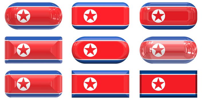 nine glass buttons of the  Flag of North Korea
