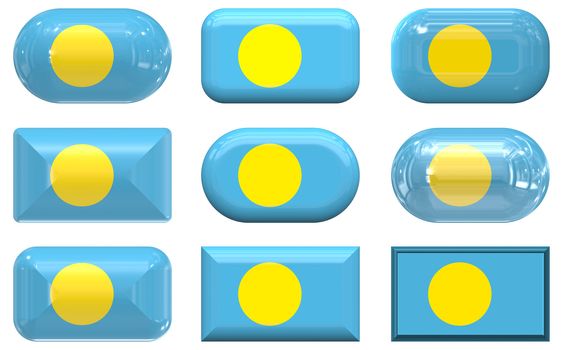 nine glass buttons of the  Flag of Palua