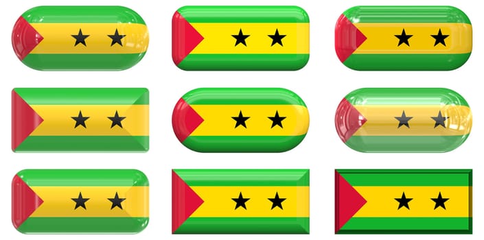 nine glass buttons of the  Flag of Sao Tome and Principe