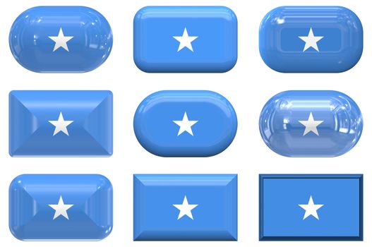 nine glass buttons of the  Flag of Somalia
