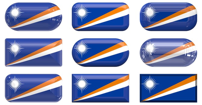 nine glass buttons of the  Flag of Marshall Islands