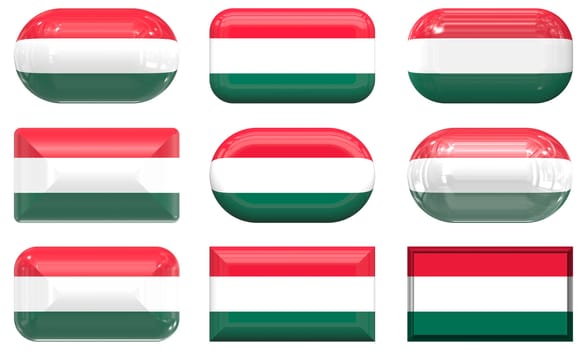 nine glass buttons of the  Flag of Hungary
