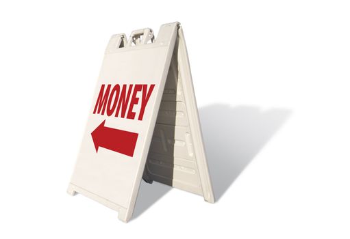 Money Tent Sign Isolated on a White Background.