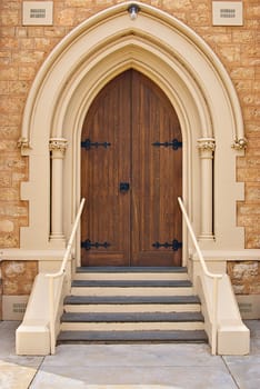 the old church door and steps or stairs