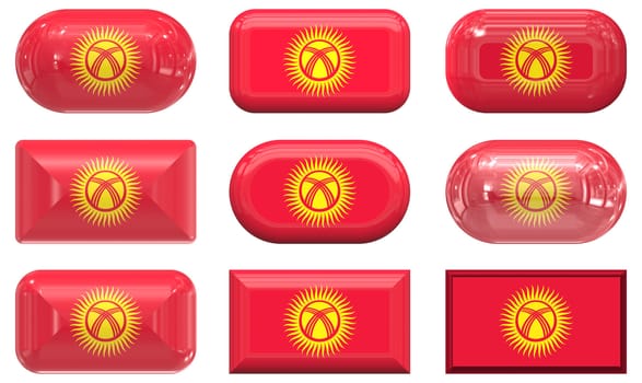 nine glass buttons of the  Flag of kyrgyzstan