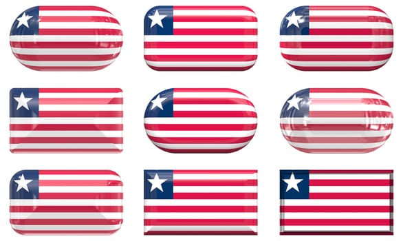 nine glass buttons of the  Flag of Liberia