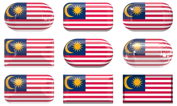 nine glass buttons of the  Flag of Malaysia