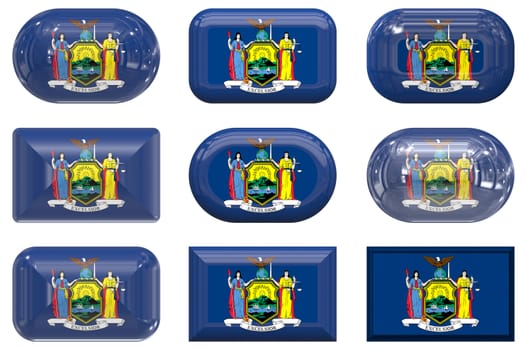 nine glass buttons of the  Flag of New York
