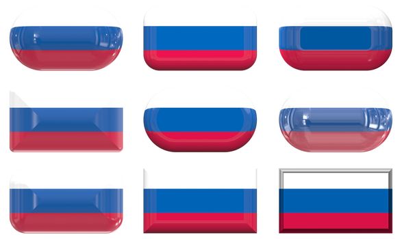 nine glass buttons of the  Flag of the Russian Federation