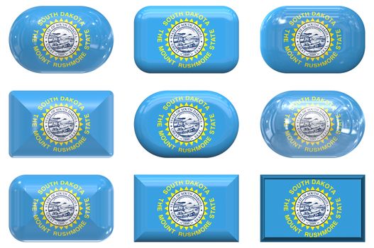 nine glass buttons of the  Flag of South  Dakota
