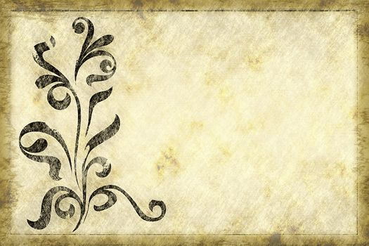 tall floral design on grungy paper or parchment