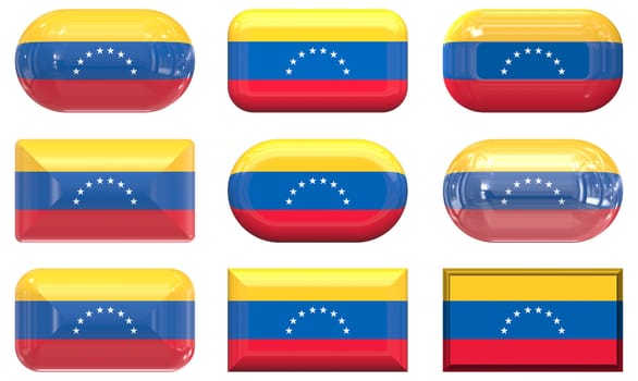 nine glass buttons of the  Flag of venezuela