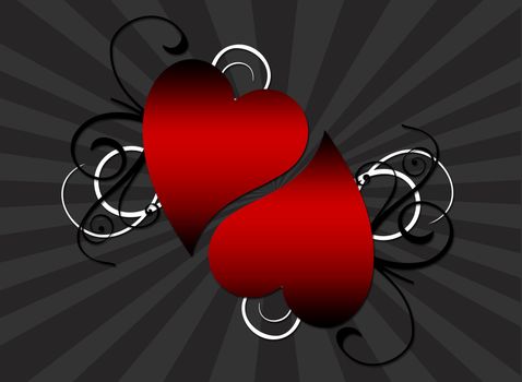 A decorative background featuring a pair of hearts