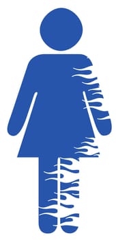  Blue female symbol with flames