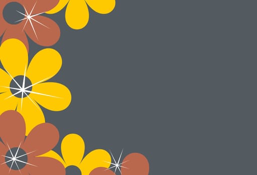 A background illustration featuring a border in gray, brown and yellow.