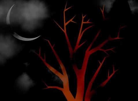 a scary dark night illustration for halloween