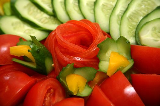 Tomatoes, cucumbers and pepper for salad