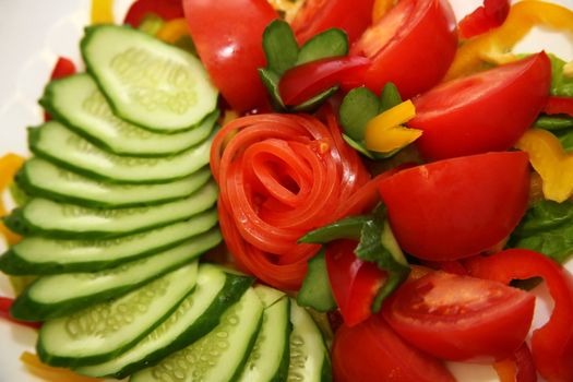 Tomatoes, cucumbers and pepper for salad