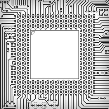 The circuit board square monochrome blank frame