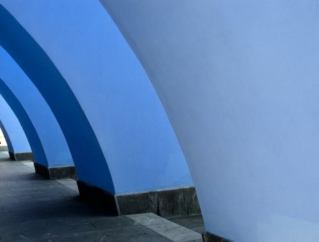 blue archs of cathedral of sant michail
