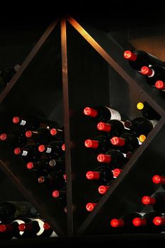 wine shelf with various wines