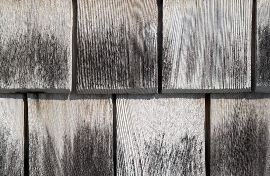 Gray wooden tiles background. Detail of a house wall.