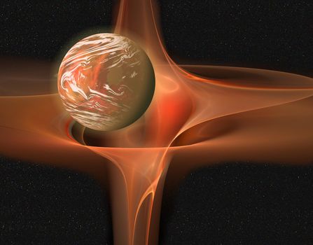 an image of a red planet in space